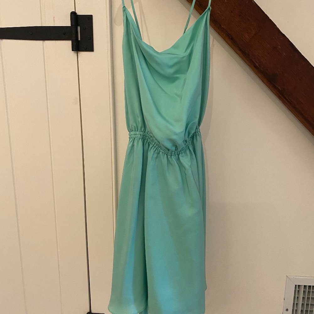 100% Silk Blaque Label Turquoise Halter Mini Dress Size S